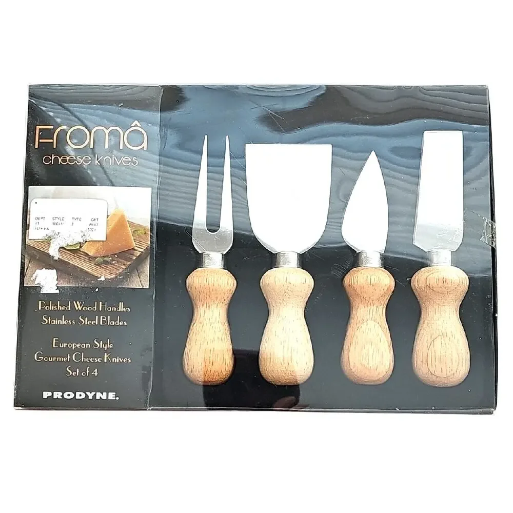 Froma Cheese Knives Set with Natural Wood Handles and Stainless Steel Blades 4pc